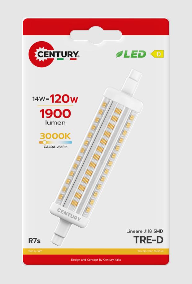Lampadina led Century TRE-D 14W 3000K R7s bianco - TR-1411830BL 02