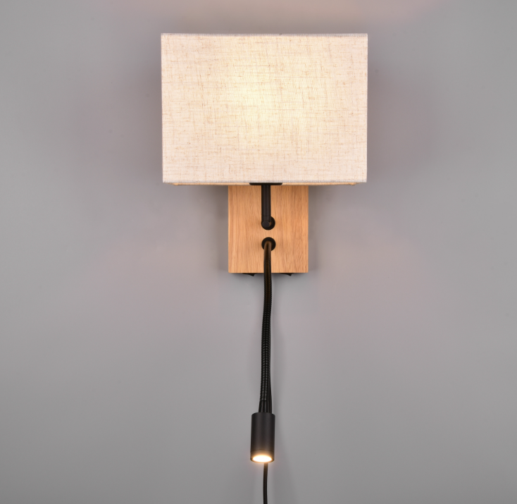Lampada da parete a cubo Trio Lighting Nilam 1xE27 max 28W + 3.1W 3000K legno - 212870236 02