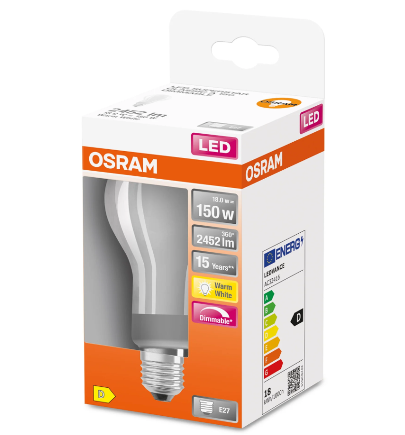 Lampadina led Osram E27 18W 2700K bianco - LED437326EBX1 02