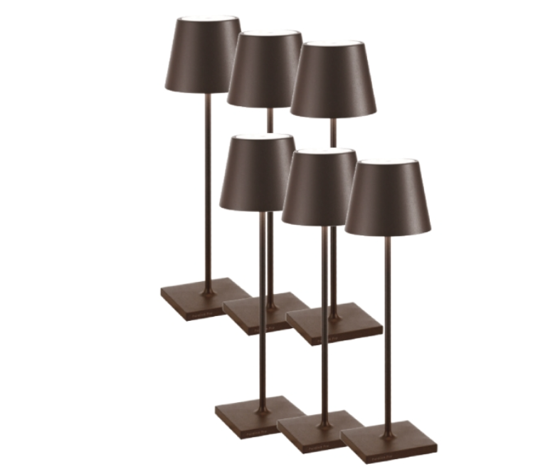 6 lampade da tavolo led Zafferano Poldina Pro 2.2W 2200-2700-3000K corten - LD1346R3 02