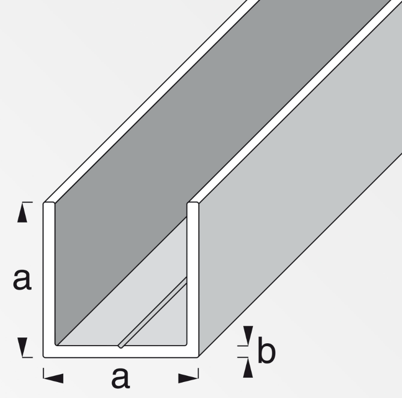 Profilo quadrato a U Alfer Aluminium 19.5x1.5mm da 1m - 25408 02
