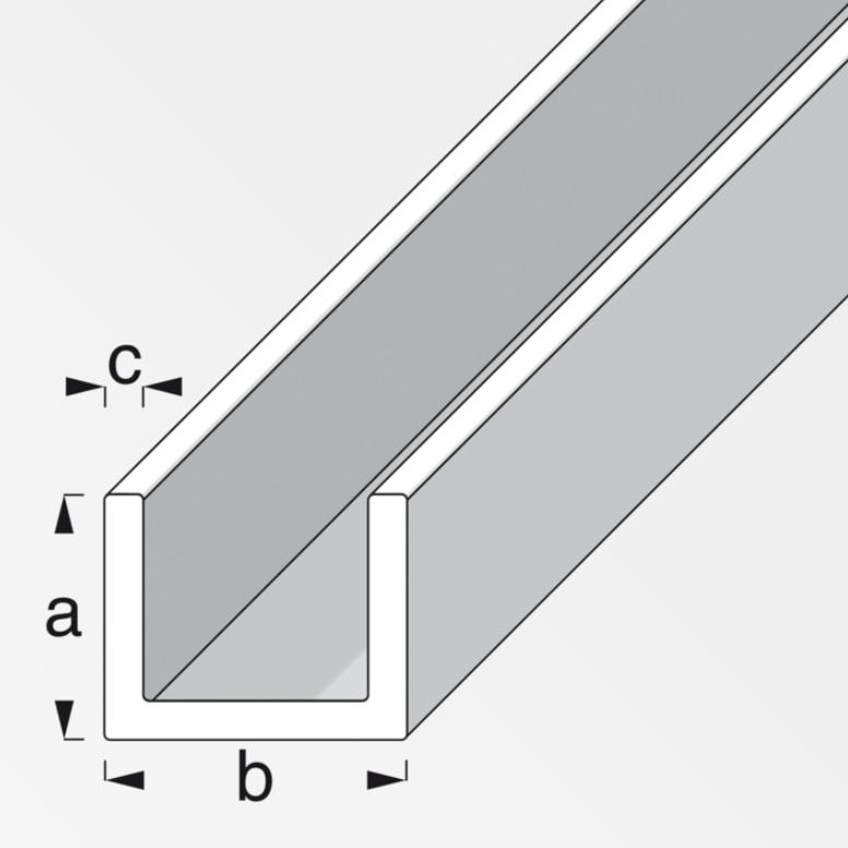 Profilo a U Alfer Aluminium 8.2x10.1mm lunghezza 2m argento - 05065 02
