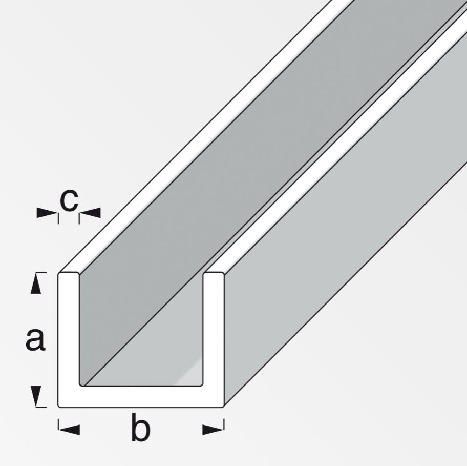 Profilo a U Alfer Aluminium 8.2x10.1x1.3mm lunghezza 1m argento - 01065 02