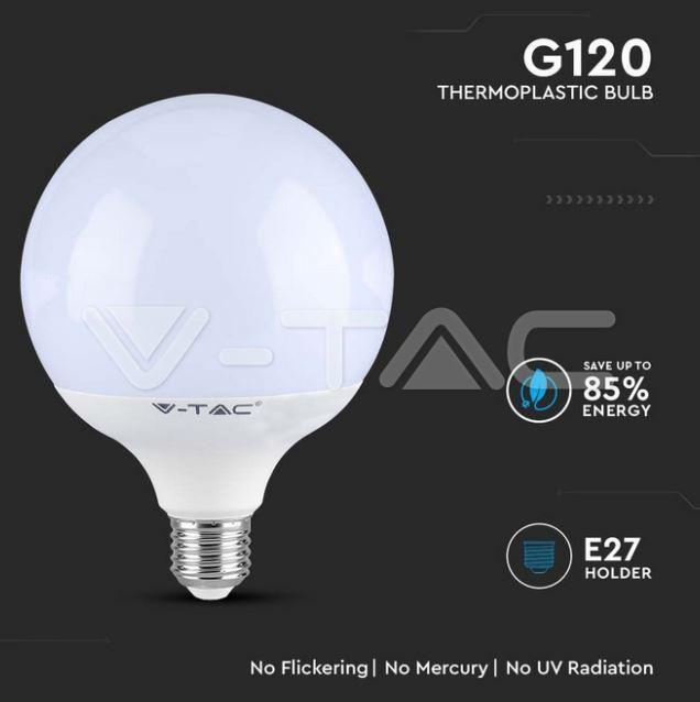 v-tac lampadina led g120 v-tac 2120021 vt-242-chip samsung-e27 22w 3000k