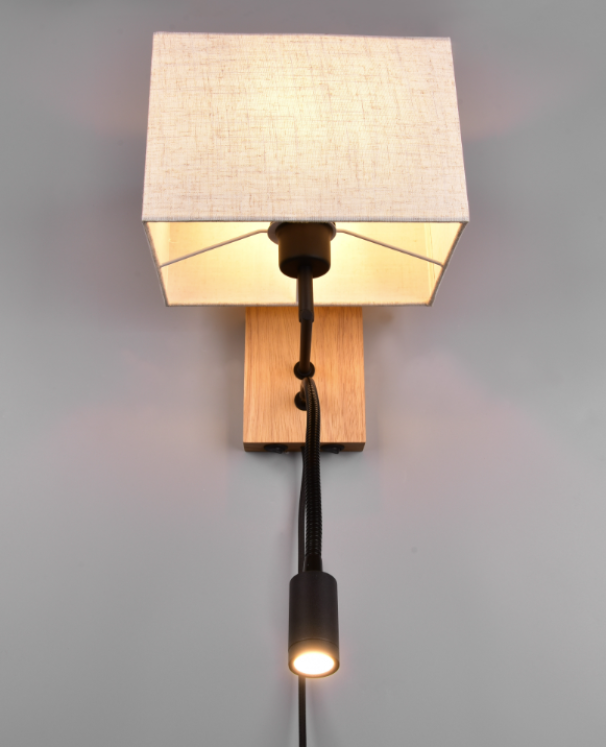 Lampada da parete a cubo Trio Lighting Nilam 1xE27 max 28W + 3.1W 3000K legno - 212870236 03