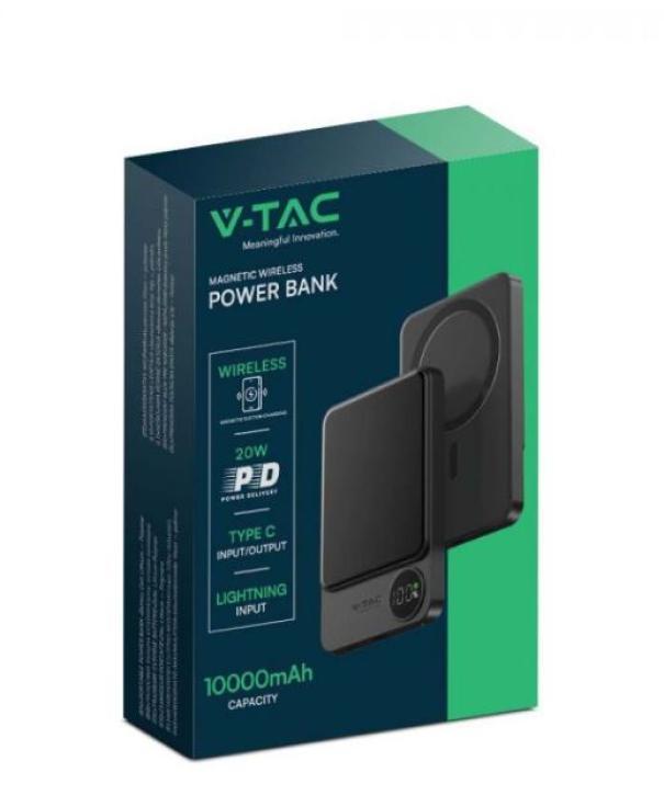 Power bank V-tac 10000mAh a ricarica wireless magnetica nero VT-100011 - 7849 04