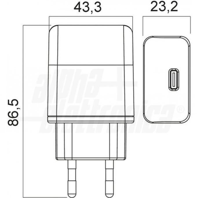 Alpha Electronic USB-Ladegerät 20W 1 Port Typ C Power Delivery schwarz - KD530/1  