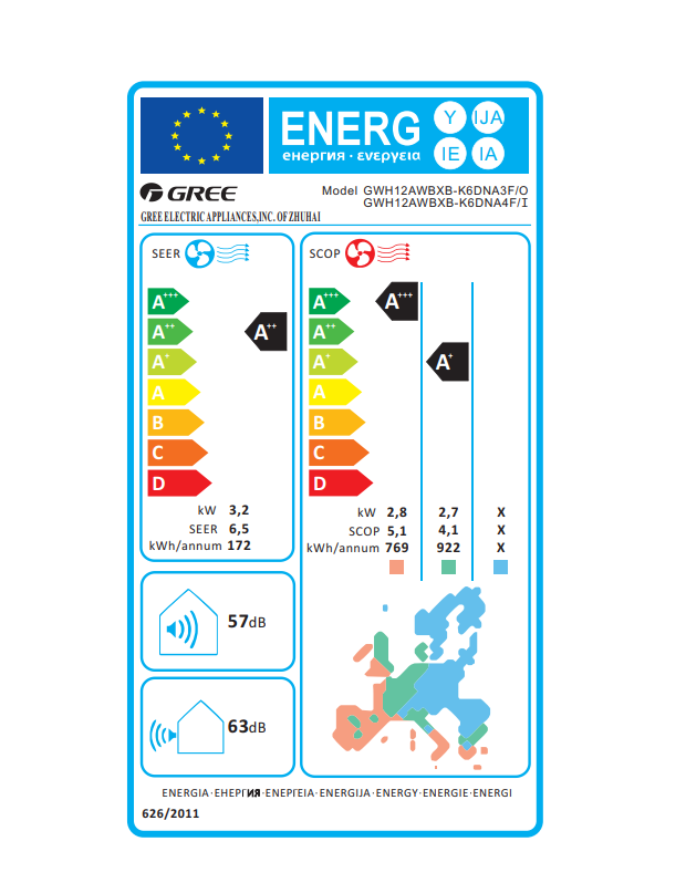 Unita interna con wifi integrato GREE Cosmo 12000BTU/H gas R32 bianco - GREE10248 06