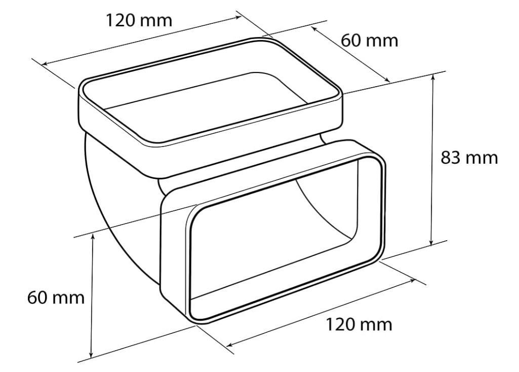 Curva verticale tubo rettangolare La Ventilazione bianco - CCV126B 03