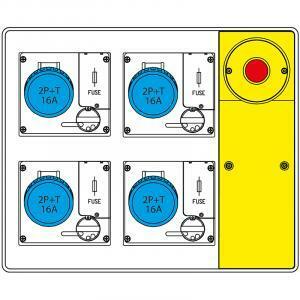 Quadro d'alimentazione da cantiere con pulsante di emergenza mbox2 656.5824-113