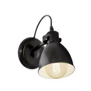 Priddy lampada da parete vintage attacco grande e27 in alluminio colore bianco, nero 49468