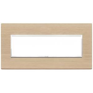 Placca  eikon evo 7 moduli - in legno naturale colore rovere sbiancato 21657.32