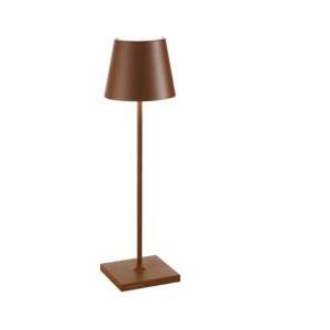 Poldina pro lampadina dimmerabile ricaricabile da tavolo a led 2.2w luce calda 3000k in alluminio colore corten con cavo usb e caricabatteria  ld0340r3