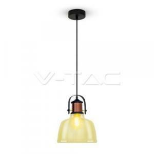 Lampada da sospensione vintage attacco grande e27 in metallo/vetro colore ambra vt-7220 3726