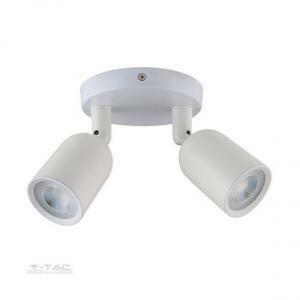 Faretto 2 spot rotondo orientabile da parete o soffitto  attacco gu10 in policarbonato colore bianco vt-897 7981