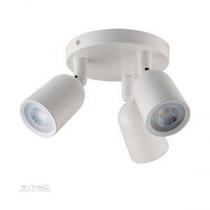 Faretto 3 spot rotondo orientabile da parete o soffitto attacco gu10 in policarbonato colore bianco vt- 899 7982