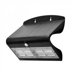 Segnapasso led solare da muro a batteria 6,8w con sensore pir 4000k ip65 nero  8279