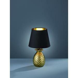 Pineapple lampada da tavolo ceramica ananas oro con paralume nero e oro h.35cm r50421079