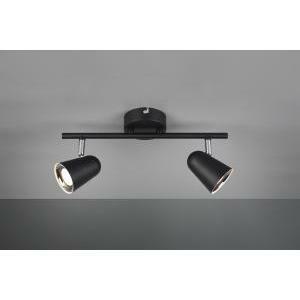 Toulouse barra 2 spots led nero satinato con bordo cromato l. 34cm r82122132