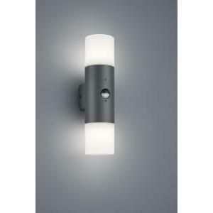 Hoosic applique led cilindro antracite e doppio diff. bianco con sensore di movimento h.33 cm 222260242