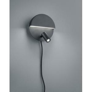 Mario applique tonda led doppia emissione con faretto orientabile nero opaco con interruttore e doppia accensione d. 16cm 222370232