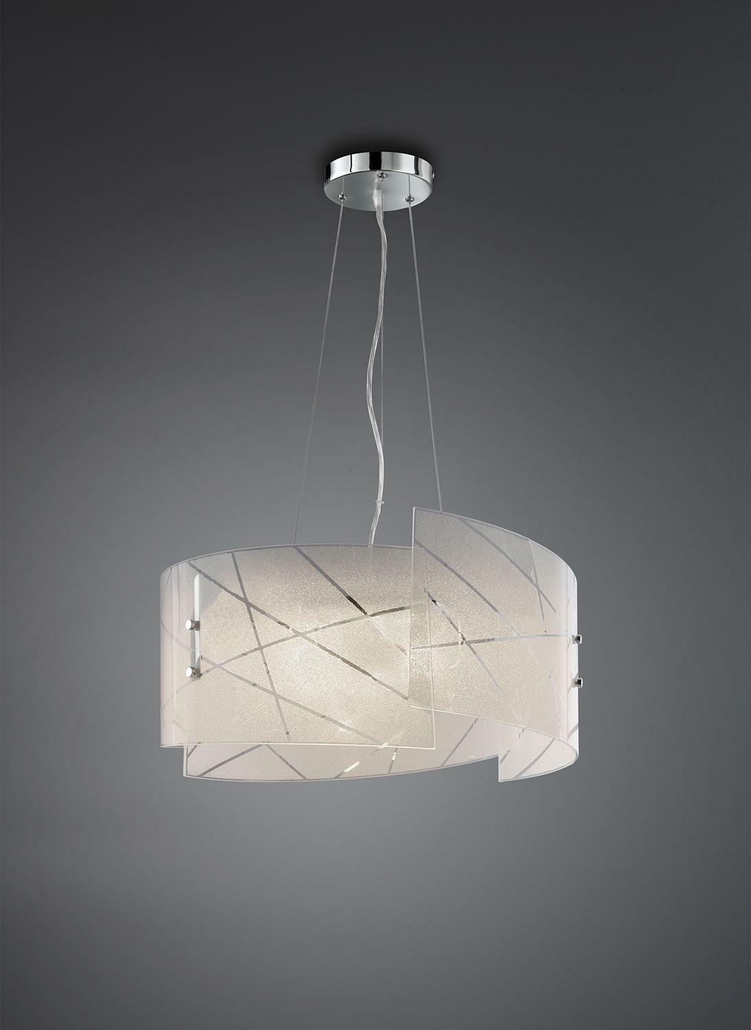 trio lighting sandrina sospensione 3 vetri graniglia con righe trasparenti 50 cm 301200300 - foto 1