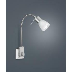 Levisto applique led flessibile con spina a parete e interruttore acciaio+vt.alab. h. 30 891010107