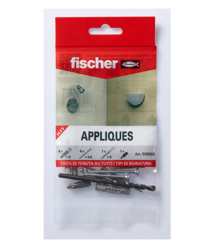 Kit fissaggio lampade da parete Fischer 14pz - 00508680 01