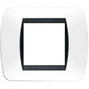 Livinglight placca 2 moduli plastica colore bianco cornice nera l4802pb