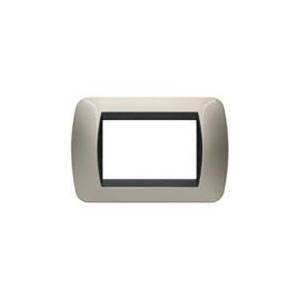 Livinglight placca 3 moduli colore titanio chiaro cornice nera l4803tc