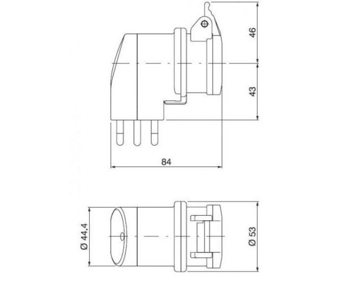 Adattatore Scame 2P+T 16A grigio - 200.01623 02