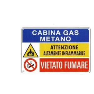 Cartello in alluminio  testo cabina gas metano -ef3566