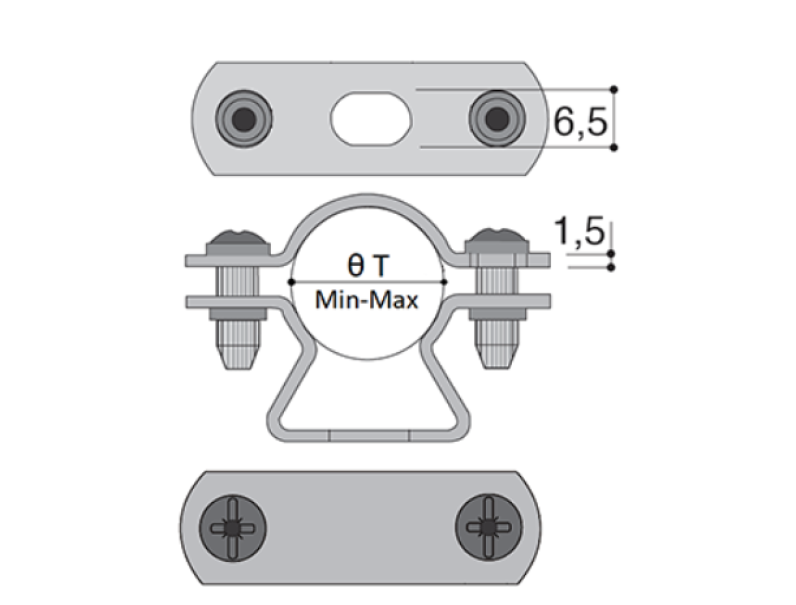 Collare a clip per tubo Euro 2000 diametro 16mm acciaio - TZR 16 02