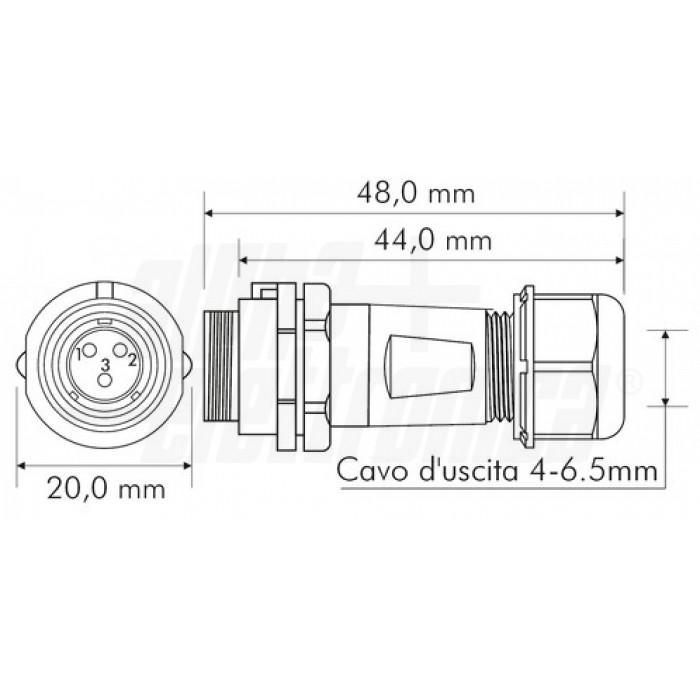 Presa volante Alpha Elettronica 3P max 13A 0-2mm2 - 44-44 02