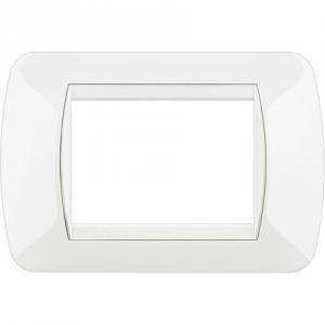 Livinglight placca 3 moduli colore white cornice bianca l4803bi