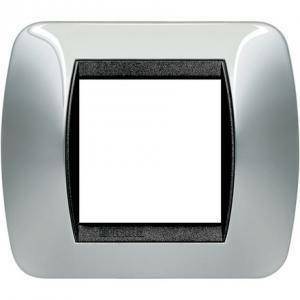 Livinglight placca 2 moduli colore titanio cornice nera l4802tc