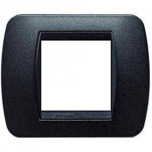 Livinglight placca 2 moduli colore grafite nero cornice nera l4802gfn