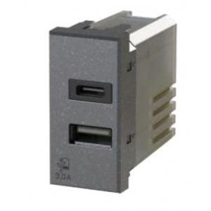 4box presa usb con connettore tipo c e tipo a 3.0a per bticino axolute antracite 4b.hs.usb.30