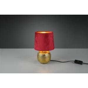 Sophia lampada da tavolo base ceramica oro e paralume effetto velluto rosso h. 26cm r50821010