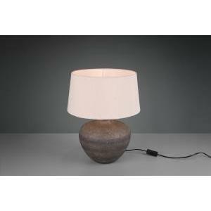 Lou lampada da tavolo grande base ceramica marrone anticata con paralume sabbia h. 46cm r50963844