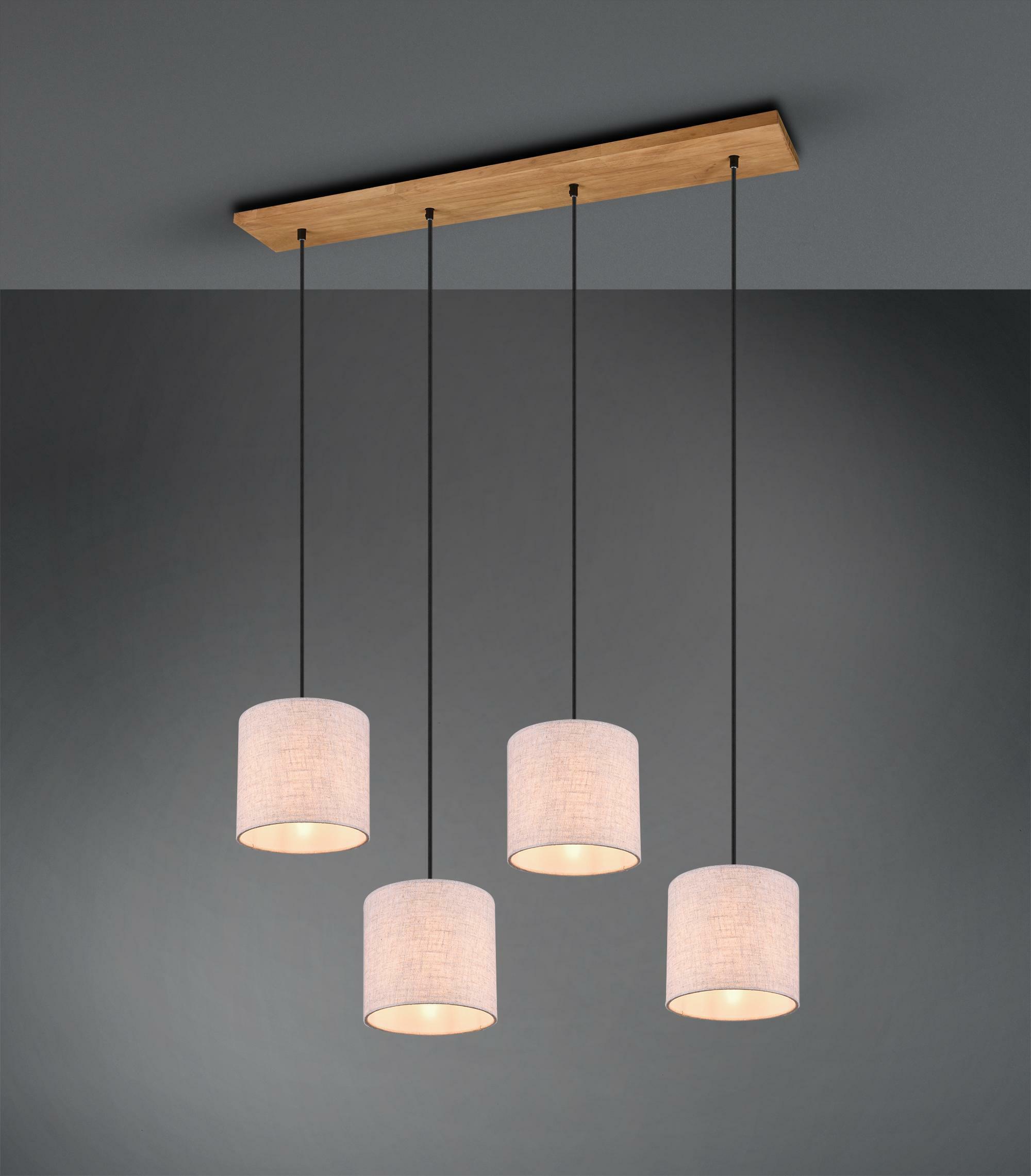 trio lighting elmau sospensione legno con 4 paralumi sabbia l. 100cm 302100430 - foto 1