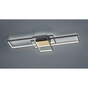 Tucson plafoniera led 3 rettangoli nera con inserto effetto legno con regolazione intensita' con interruttore l.104cm 672610332