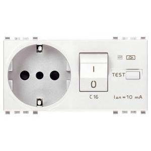 Eikon presa 2 poli+terra 16a con interruttore magnetotermico differenziale 20286.b