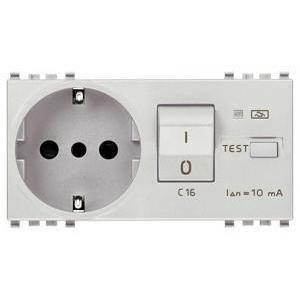 Eikon presa con interruttore magnetotermico differenziale 2 poli+terra 16a c16 next 20286.n