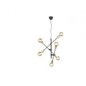 Sospensione cross 3 braccia orientabili 6 luci nero opaco e oro 306700632