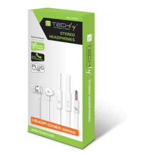 Auricolari stereo ic intracom techly jack 3.5 mm bianco - 361650