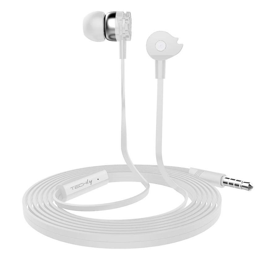 Auricolari stereo IC Intracom Techly jack 3.5 mm bianco - 361650 02