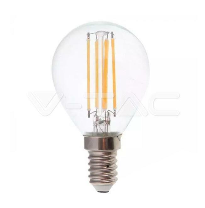 v-tac v-tac lampadina led a sfera e14 6w 6400k p45 trasparente filamento vt-2466 2847 - foto 1