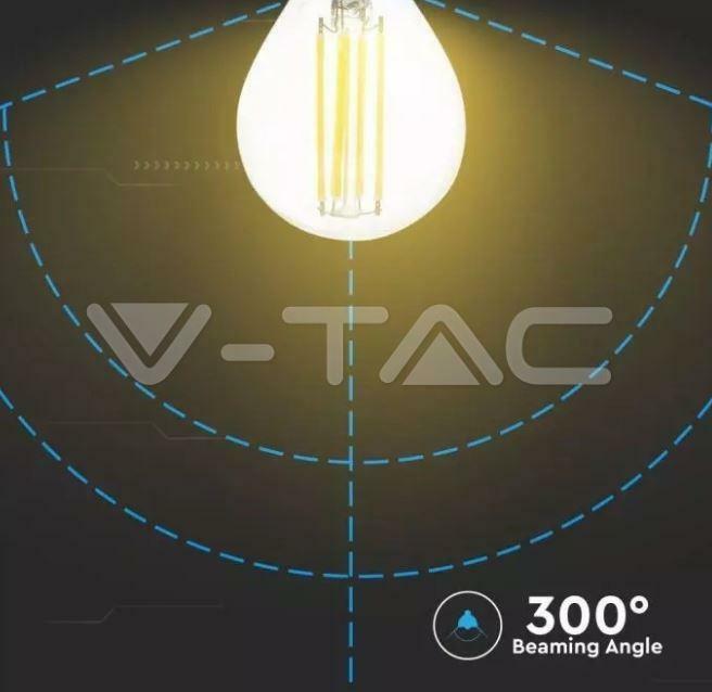 v-tac v-tac lampadina led a sfera e14 6w 6400k p45 trasparente filamento vt-2466 2847 - foto 3