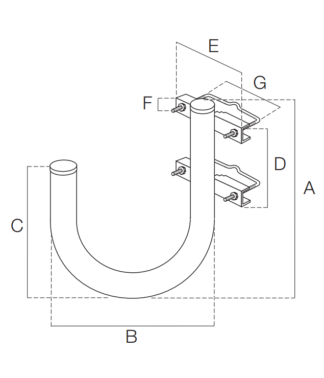 Supporto curvo a palo Dina Fava 300x240x230mm - 2002P 01